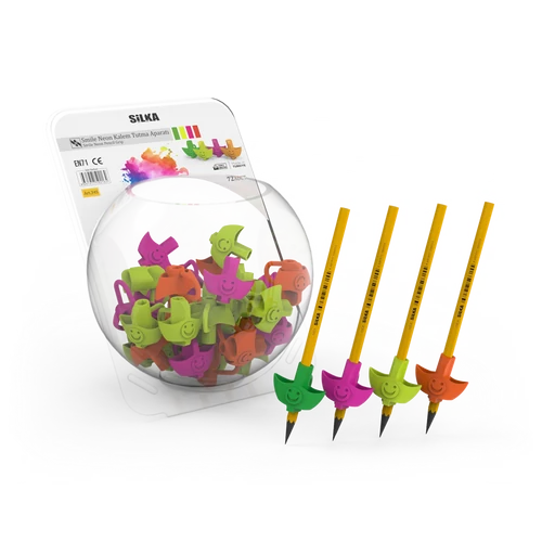 Ceruza markolat, fogássegítő, szilikon, smile, 72 db/display, Silka