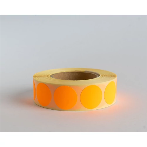 Etikett címke, 20mm, körcímke tekercses, 1000 címke/tekercs fluo narancs