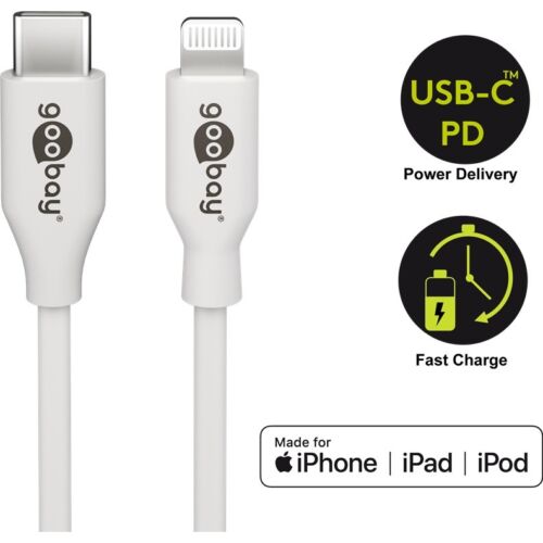 Goobay Lightning - USB Type-C adat- és töltőkábel, 1m, fehér