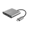 Trust Kábel Átalakító - Dalyx 3in1 Multiport USB-C (szürke, aluminium, USB-C apa / HDMI+Type-C+USB3.1 anya)