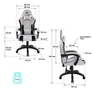 Kép 9/10 - Spirit of Gamer szék - ARENA Light Grey (állítható magasság; párnázott kartámasz; PU; max.120kg-ig, világos-szürke)