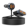 Kép 1/2 - ORICO autós töltő - CC-98AC-BK-BP (Szivargyújtós, hoszabbítóval, 2xUSB-A+2xUSB-C, fekete)