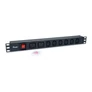 Kép 2/8 - Equip Hálózati Elosztó - 333316 (C20, 6x C13 + 2x C19 , Rack 1U, 1,8m kábel, fekete)