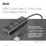 Kép 2/10 - Club 3D USB Hub - CSV-1430A (3.2 USB-A to 3xUSB-A, RJ45)
