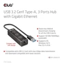 Kép 3/10 - Club 3D USB Hub - CSV-1430A (3.2 USB-A to 3xUSB-A, RJ45)