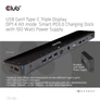 Kép 8/10 - Club 3D Notebook Dokkoló - CSV-1565 (100W, USB-C to 5xUSB-A Gen 1, 2x USB-A 2.0, HDMI, DP,VGA, RJ45, Micro SD, 3,5 Jack)
