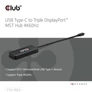 Kép 2/8 - Club 3D USB Hub - CSV-1553 (3.2 USB-C with DP Alt-Mode to 3xDisplayPort, 4k60Hz)