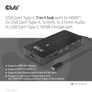 Kép 5/10 - Club 3D USB Hub - CSV-1595 (USB-C Gen 1 to 2xHDMI, 2xUSB-A Gen 1, USB-C Gen 1 100W PD 3.0, RJ45, 3,5 Jack, 4k60Hz)