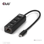 Kép 6/8 - Club 3D USB Hub - CSV-1549 (3.2 USB-C Gen 1 to 3xUSB-A, RJ45,1Gbps)