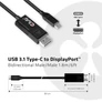 Kép 5/7 - Club 3D Kábel - CAC-1557 (USB-C to DisplayPort 1.4, HDR, 1,8m, 8K60Hz)