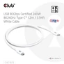 Kép 2/8 - Club 3D Kábel - CAC-1572 (USB4 Type-C, 240W PD, 80Gbps, 8K240Hz, 4K540Hz, Bidirectional, 1,2m, fekete)