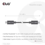 Kép 4/8 - Club 3D Kábel - CAC-2501 (Thunderbolt 5 USB-C to USB-C, 240W, 80/120 Gbps, EPR, 8K240Hz, 1m)