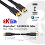 Kép 2/10 - Club 3D Kábel - CAC-1069B (DisplayPort 1.4 HBR3, 8K@60Hz, 4m, 24AWG, fekete, VESA tanúsított, M/M)