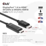 Kép 2/8 - Club 3D Kábel - CAC-1087 (DisplayPort 1.4 to HDMI 8K60Hz HDR10, 3m, M/M)