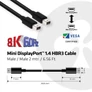 Kép 8/10 - Club 3D Kábel - CAC-1164 (Mini DisplayPort 1.4, 8K60Hz, 34 AWG, 2m, M/M, 32.4Gbps, DSC)
