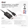 Kép 2/8 - Club 3D Átalakító - CAC-1187 (Mini DisplayPort 1.4 to HDMI 4K120Hz / 8K60Hz HDR10+, 1.8m)