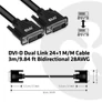 Kép 4/7 - Club 3D Kábel - CAC-1223 (DVI-D Dual Link, 24+1, Bidirektional, 28AWG, 3m, Plug & Play)