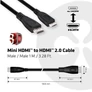 Kép 3/8 - Club 3D Kábel - CAC-1350 (Mini HDMI 2.0, M/M, 4K 60Hz, HDR, 1m, Bi-Directional)