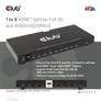 Kép 8/10 - Club 3D Splitter - CSV-1383 (1 to 8 HDMI, 4K60Hz, HDR, Full 3D, 6Gbps, 12-bit Deep Color)