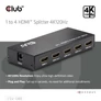 Kép 2/8 - Club 3D Splitter - CSV-1385 (1 to 4 HDMI, 4K120Hz, 3D, HDCP 1.4/2.2, Audio, 6Gbps)