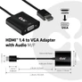 Kép 2/8 - Club 3D Átalakító - CAC-1302 (HDMI 1.4 to VGA + Audio, 1080p@60Hz, Micro USB power)