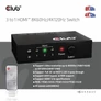 Kép 8/10 - Club 3D Switch - CSV-1381 (3 to 1 HDMI, 8K60Hz/4K120Hz, IR Távirányítóval, HDR, HDCP 2.2/1.4, Metalház)