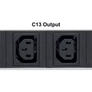 Kép 2/2 - Manhattan elosztó - 19" 1U Rackmount elosztó, 8db C13 aljzat, 2m eltávolítható kábel, ki-be kapcsológomb