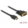 Kép 1/2 - Delock Átalakító Kábel - 85654 (HDMI - DVI (24+1), apa/apa, kétírányú, 2m)