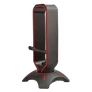 Kép 2/6 - Rampage Fejhallgató állvány - RM-H66 GUARD (fekete, műanyag, USB HUB, Egérkábel tartó, RGB)