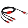 Kép 2/2 - Delock Kábel - 85892 (USB2.0 - microUSB, Lightning, USB Type-C töltő kábel készlet, fekete, 1m)