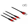 Kép 1/2 - Delock Kábel - 85891 (USB2.0 - microUSB, Lightning, USB Type-C töltő kábel készlet, fekete, 30cm)