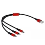 Kép 2/2 - Delock Kábel - 85891 (USB2.0 - microUSB, Lightning, USB Type-C töltő kábel készlet, fekete, 30cm)