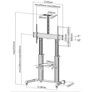 Kép 6/8 - Equip TV állvány - 650605 (60"-100" álló, dönthető, állítható magasság, gurulós, Max.:100kg, fekete/ezüst)