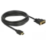 Kép 2/3 - Delock Átalakító Kábel - 85655 (HDMI - DVI (24+1), apa/apa, kétírányú, 3m)