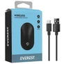 Kép 10/10 - Everest Vezeték nélküli Egér - SMW-399 Black Rechargeable Super Quiet (1600 DPI, 3 gomb, optikai, fekete)