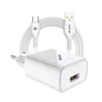 Kép 1/3 - S-Link Hálózati töltő - SL-EC40T (1db USB, 5V/2.4A, 12W, Gyorstöltés, USB Type-C, 100cm adat+töltőkábel, fehér)