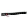 Kép 2/6 - Equip Hálózati Elosztó - 333309 (Schuko, 7 Schuko, Rack 1U, túlfeszültség védelett, 1,8m kábel, aluminium, fekete)