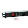Kép 3/6 - Equip Hálózati Elosztó - 333309 (Schuko, 7 Schuko, Rack 1U, túlfeszültség védelett, 1,8m kábel, aluminium, fekete)