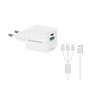 Kép 1/10 - Conceptronic telefon töltő adapter+kábel - ALTHEA16W (USB-C+USB-A, 33W, 3in1 töltő kábel, fehér)