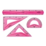 Kép 2/5 - Vonalzókészlet, 30 cm, flexibilis vonalzó, szögmérő, 45° és 60° háromszög vonalzók 4 db/bliszter Keyroad vegyes színek