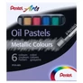 Kép 1/2 - Kréta olajpasztell készlet, PHN-M6 Pentel, 6 klf., metál szín