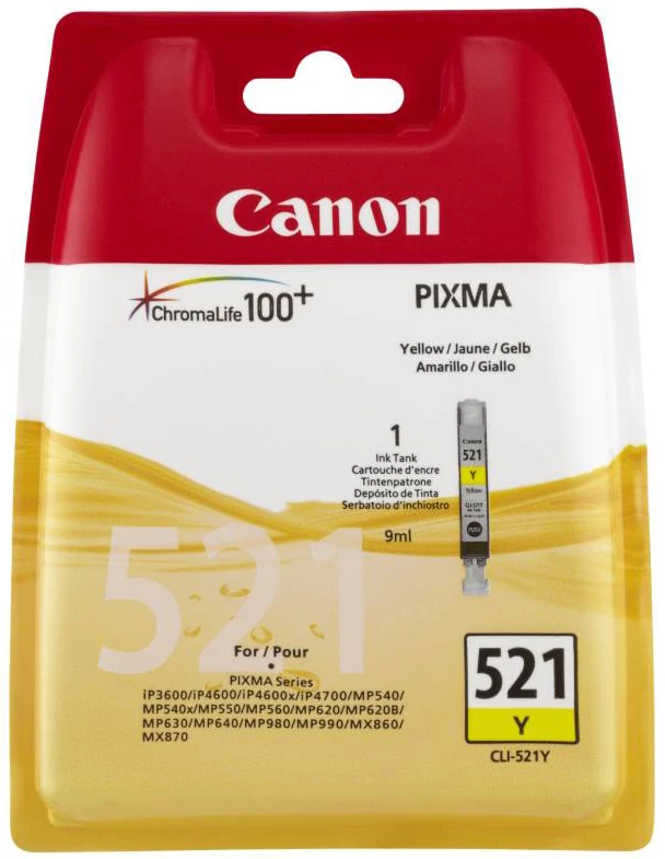 Canon CLI-521 YL  sárga (YL-Yellow) eredeti (gyári, új) tintapatron