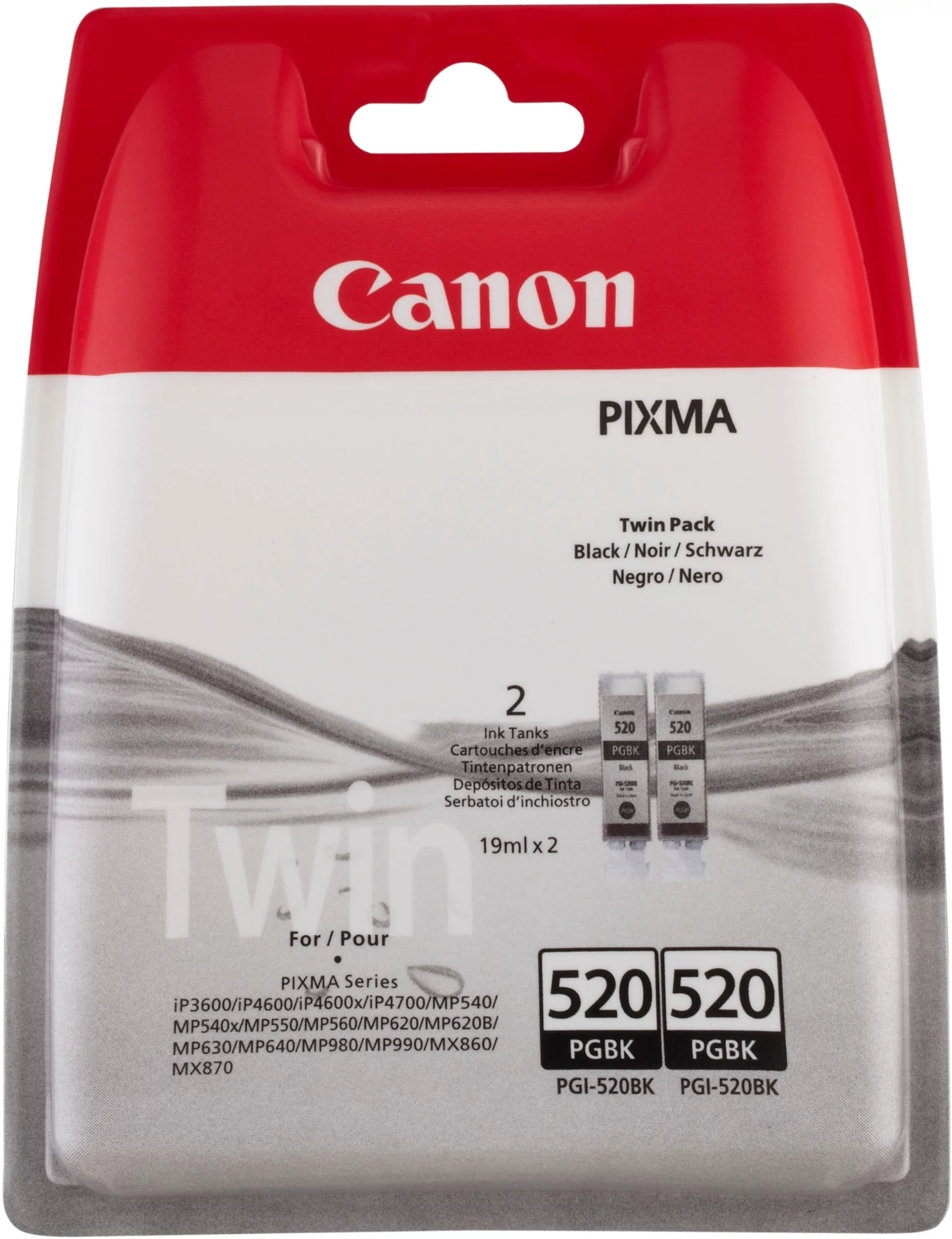 Canon PGI-520 BK (DUPLA) fekete (BK-Black) 2 darabos eredeti (gyári, új) tintapatron