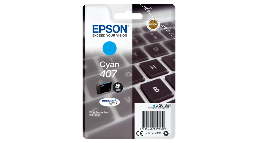 Epson T07U2 (407) CY cián (kék) (CY-Cyan) eredeti (gyári, új) tintapatron