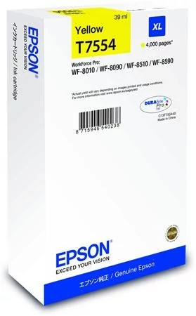 Epson T7554 YL XL sárga (YL-Yellow) nagy kapacitású eredeti (gyári, új) tintapatron
