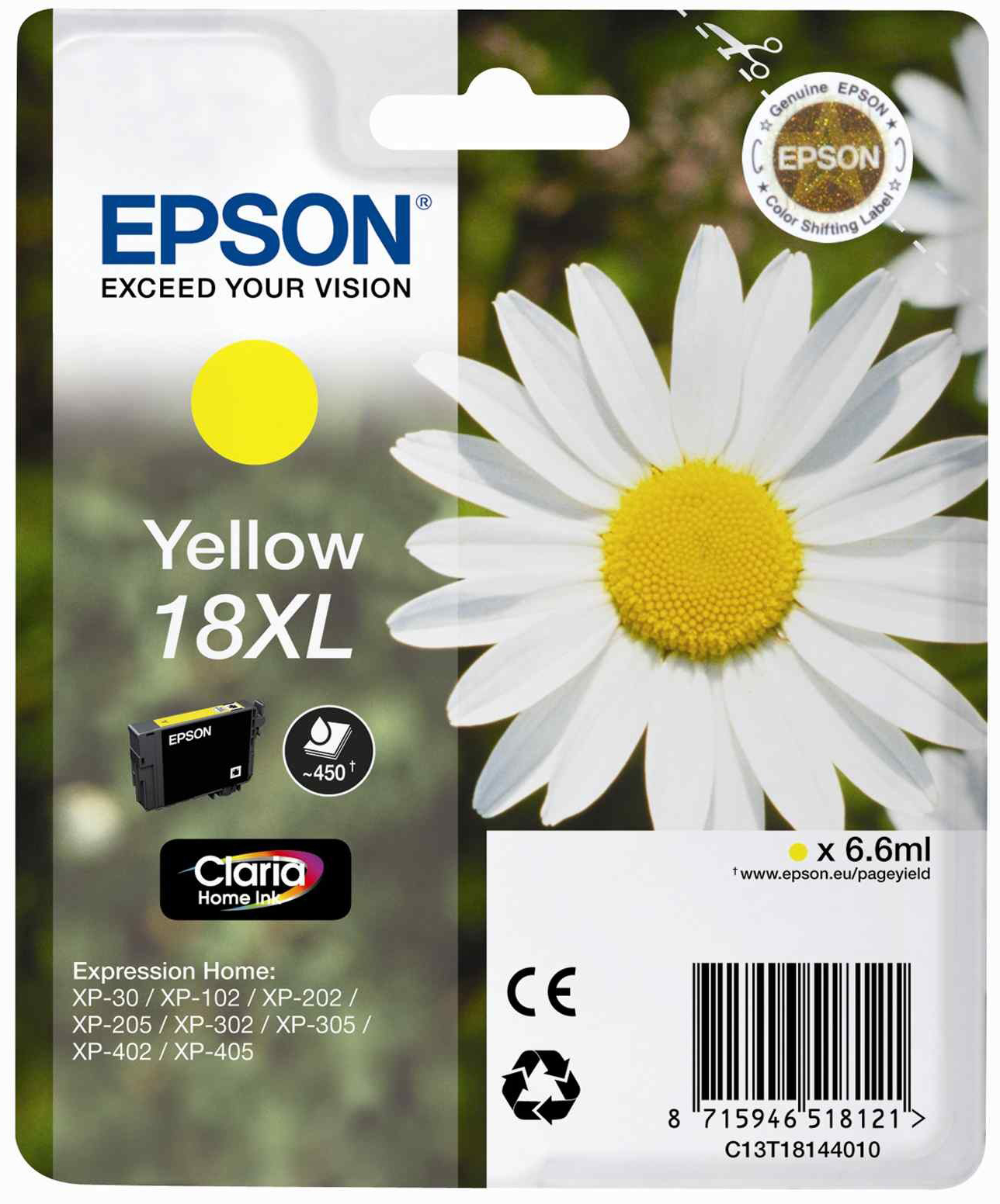 Epson T1814 (No.18 XL) YL sárga (YL-Yellow) nagy kapacitású eredeti (gyári, új) tintapatron
