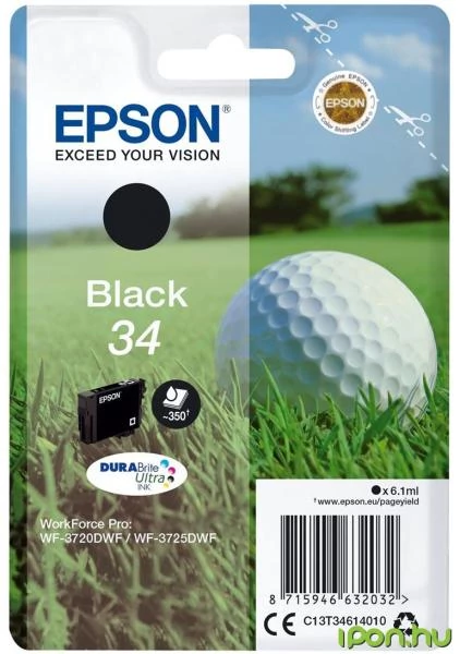 Epson T3461 BK fekete (BK-Black) eredeti (gyári, új) tintapatron