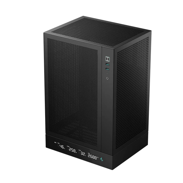 DeepCool Számítógépház - CH170 DIGITAL (fekete, Mini-ITX, 2xUSB3.0, Type-C, fekete)