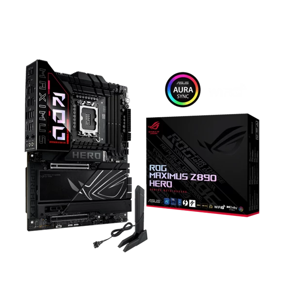 Asus Alaplap - Intel ROG MAXIMUS Z890 HERO LGA1851 (Z890, ATX, 4xDDR5 9200+MHz, 4xSATA3, 6xM.2, HDMI+2xThunderbolt)