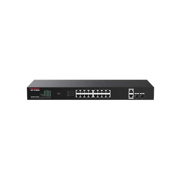 IP-COM Switch PoE - G1120P-16-150W (18x1Gbps; 2x SFP; 16 af/at PoE+ port; 135W, Rackbe szerelhető)